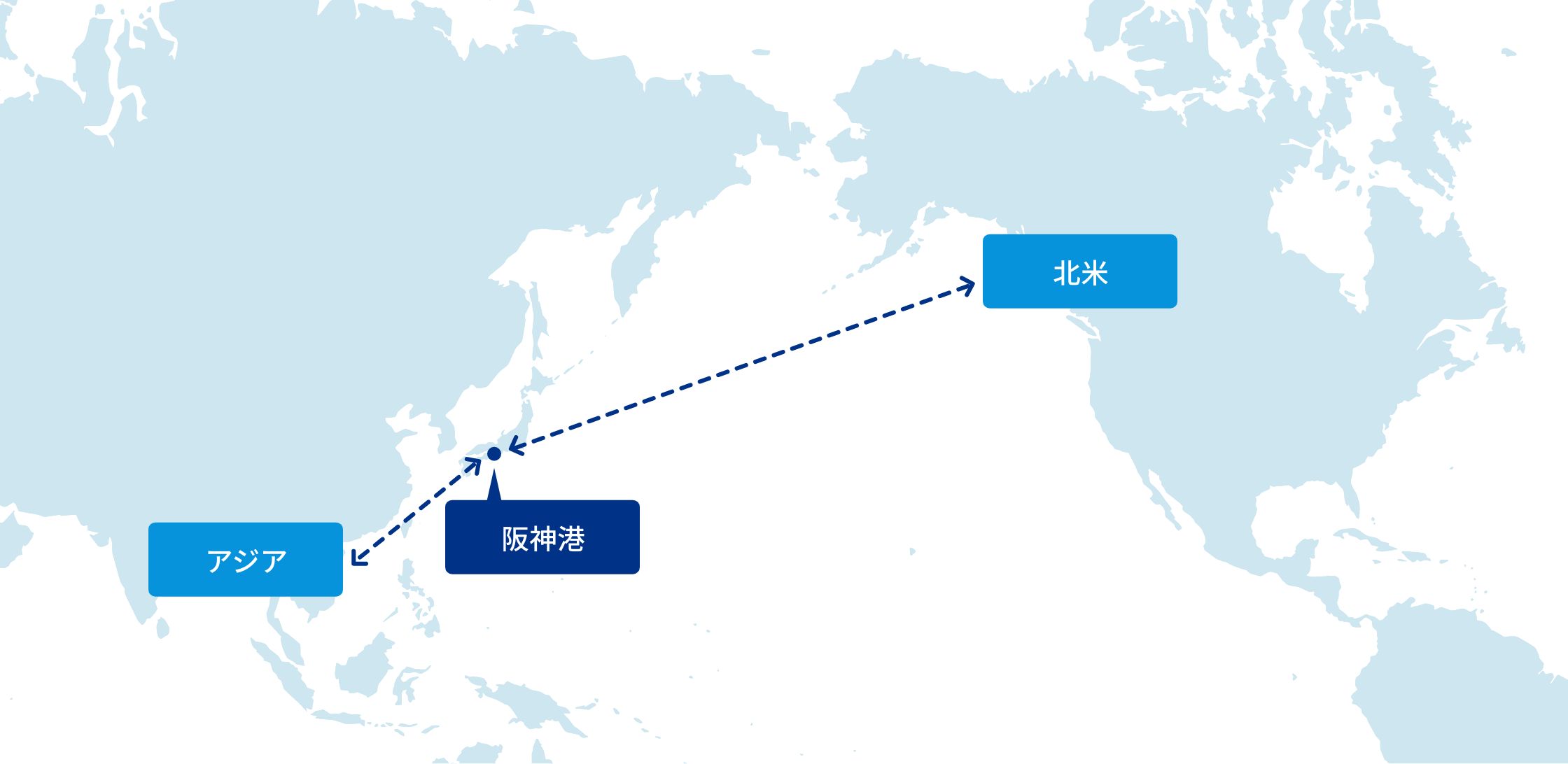 トランシップ貨物航路マップ